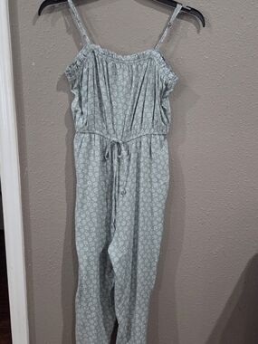 As U Wish Pale Blue Floral Spaghetti-Strap Jumpsuit